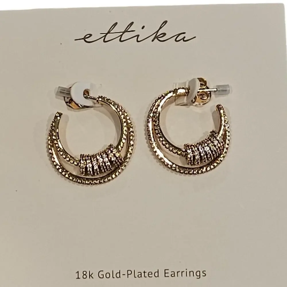 Ettika x Revolve 18K Gold Plated Round Small‎ Hoop Earrings Glam Date Night Out
